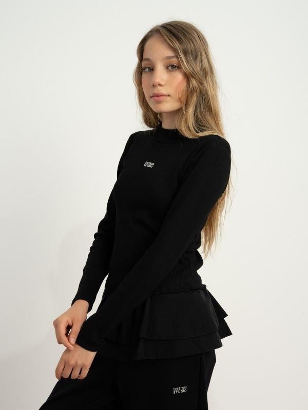 Kız Çocuk Yarım Balıkçı Yaka Fitilli Bluz