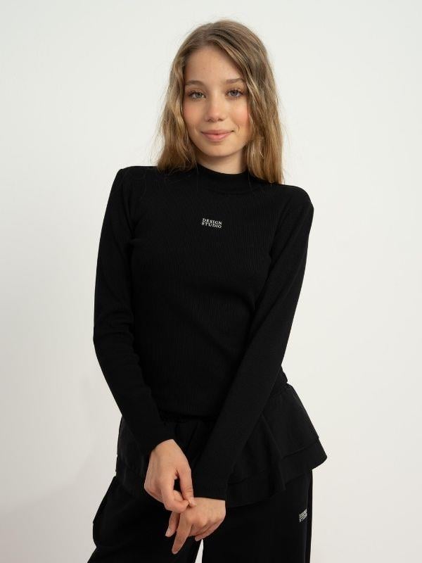 Kız Çocuk Yarım Balıkçı Yaka Fitilli Bluz