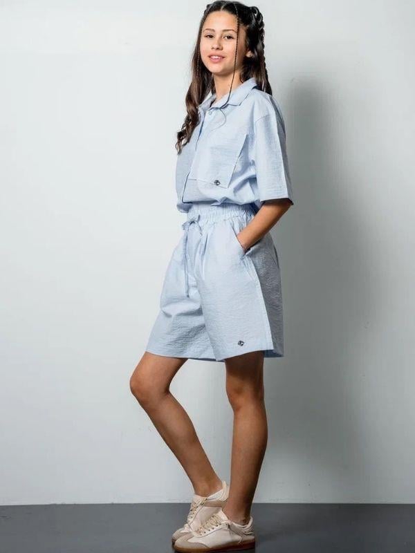 Kız Çocuk Yarım Kollu Gömlek Poplin Şortlu Takım