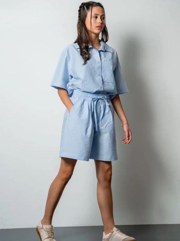 Kız Çocuk Yarım Kollu Gömlek Poplin Şortlu Takım