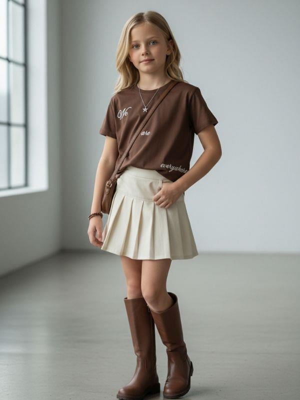 Kız Çocuk Yazı Baskılı Basic T-shirt