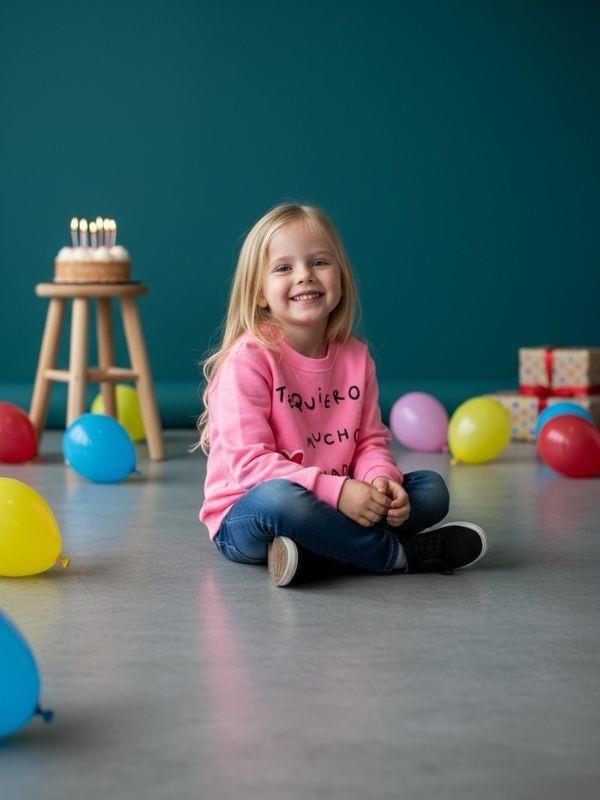 Kız Çocuk Yazılı Neon Renk İnce Sweatshirt