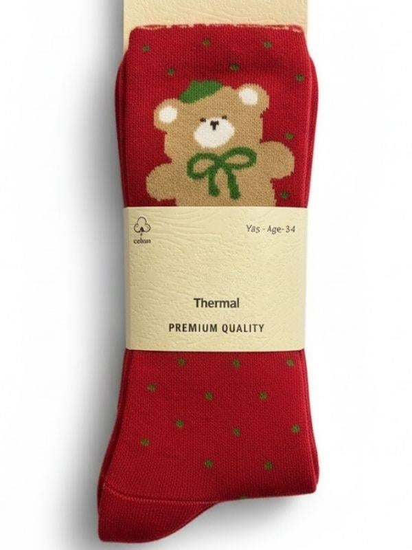 Kız Çocuk Yılbaşı Temalı Havlu Külotlu Çorap