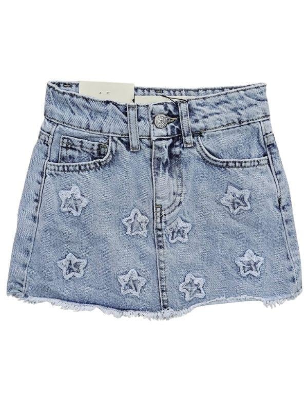 Kız Çocuk Yıldız İşlemeli Kot Etek