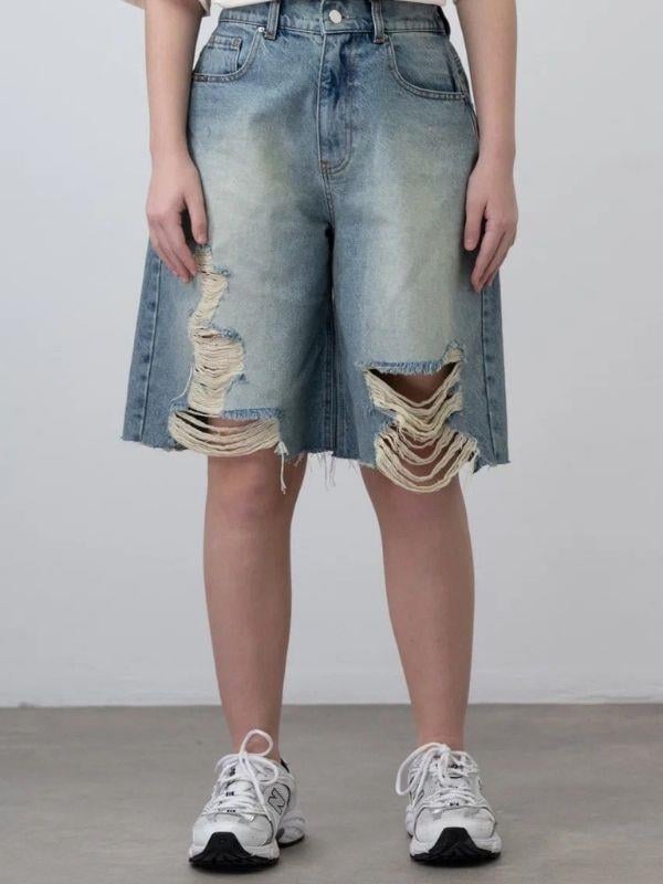 Kız Çocuk Yırtık Denim Kot Şort