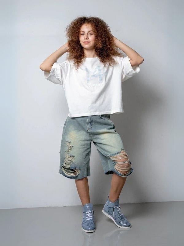 Kız Çocuk Yırtık Denim Kot Şort