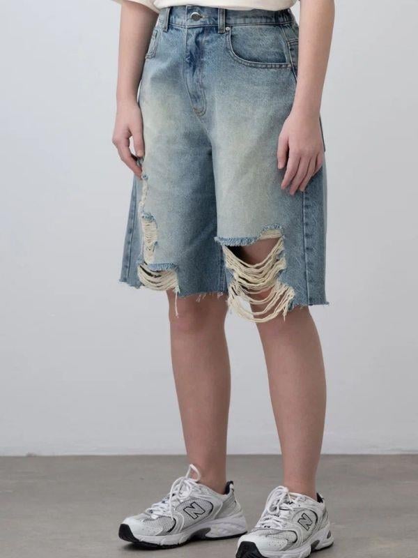 Kız Çocuk Yırtık Denim Kot Şort