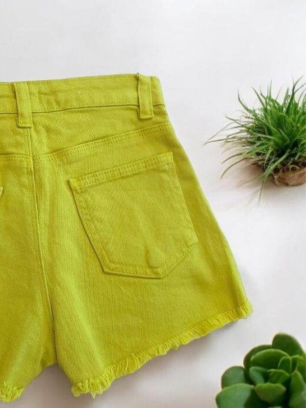 Kız Çocuk Yüksek Bel Dört Düğmeli Önden Cepli Şort