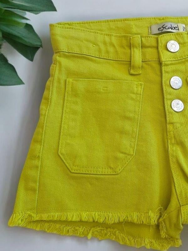 Kız Çocuk Yüksek Bel Dört Düğmeli Önden Cepli Şort