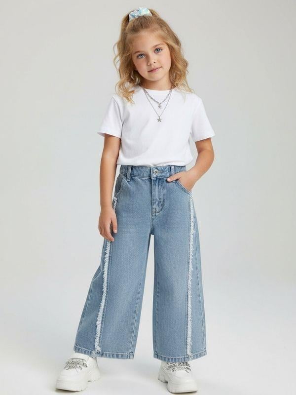 Kız Çocuk Yüksek Bel Tasarım Kot Pantolon