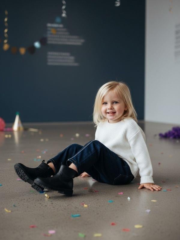 Kız Çocuk Yumuşak Dokulu Cepleri Yıldız İşlemeli Kot Pantolon