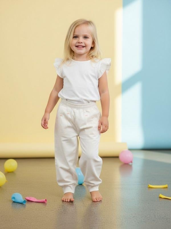 Kız Çocuk Yumuşak Dokulu Fiyonk Detaylı Yüksek Bel Pantolon