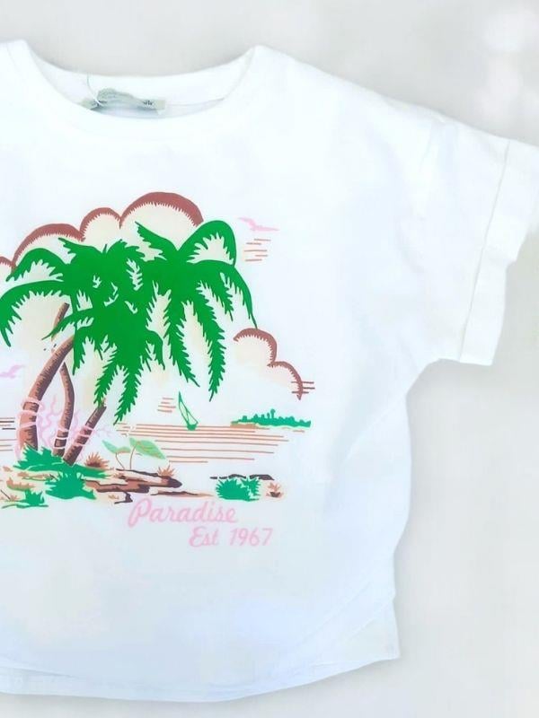 Kız Çocuk Yüzde Yüz Pamuklu Ön Yüzü Şifon Baskılı Şık Bluz