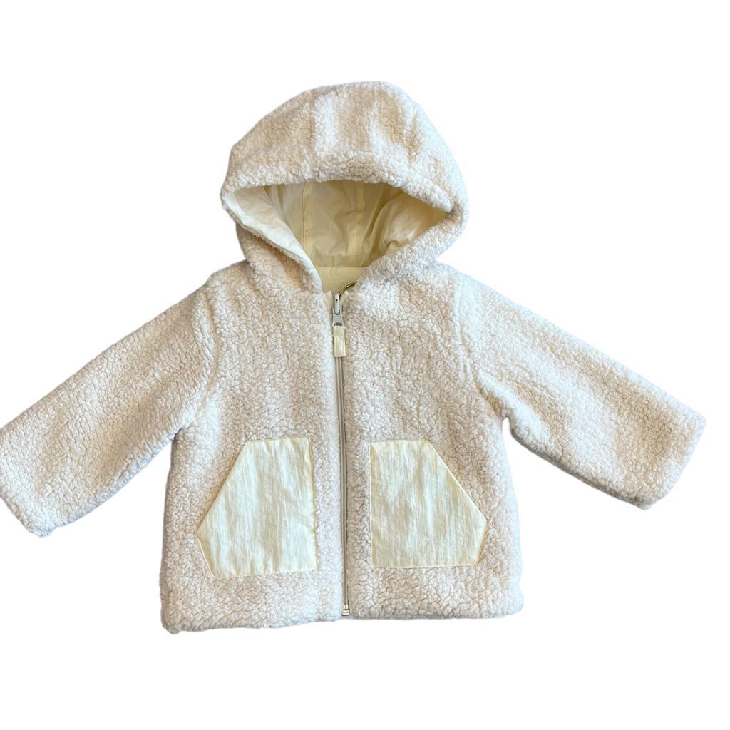 Kız / Erkek Bebek Peluş Fermuarlı Kapüşonlu Mont