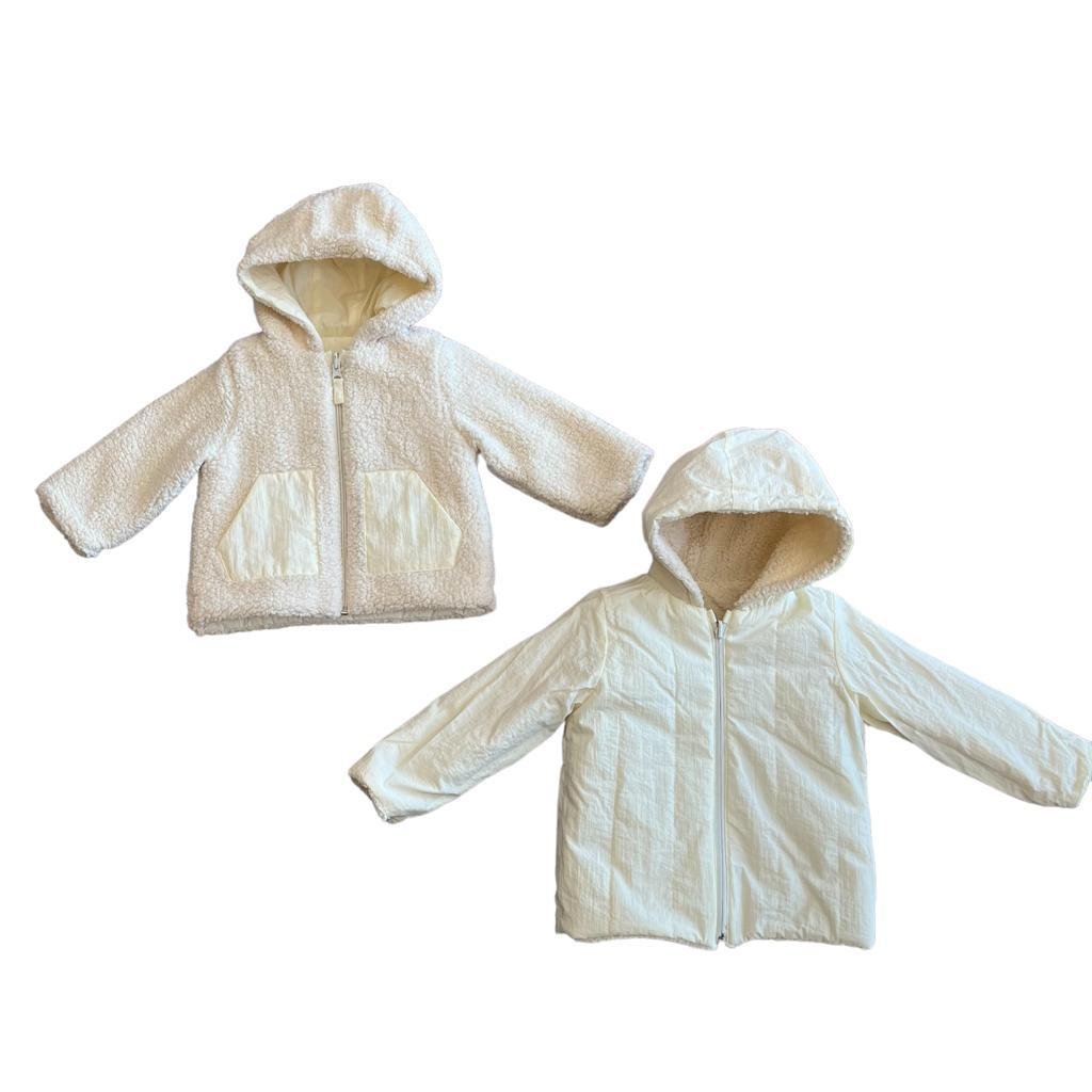 Kız / Erkek Bebek Peluş Fermuarlı Kapüşonlu Mont