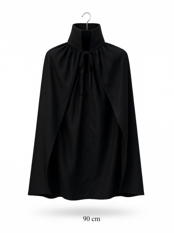 Siyah Dik Yakalı Vampir Dracula Pelerini