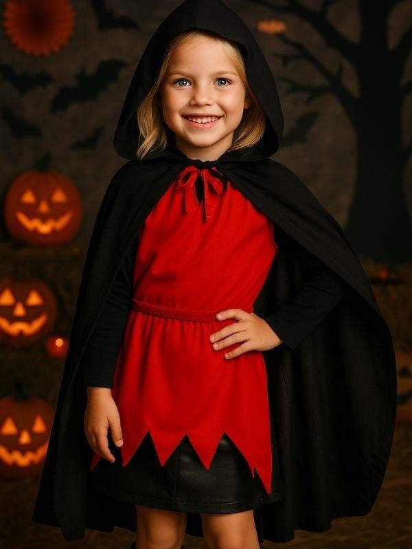 Siyah Kapüşonlu Pelerin(90cm)