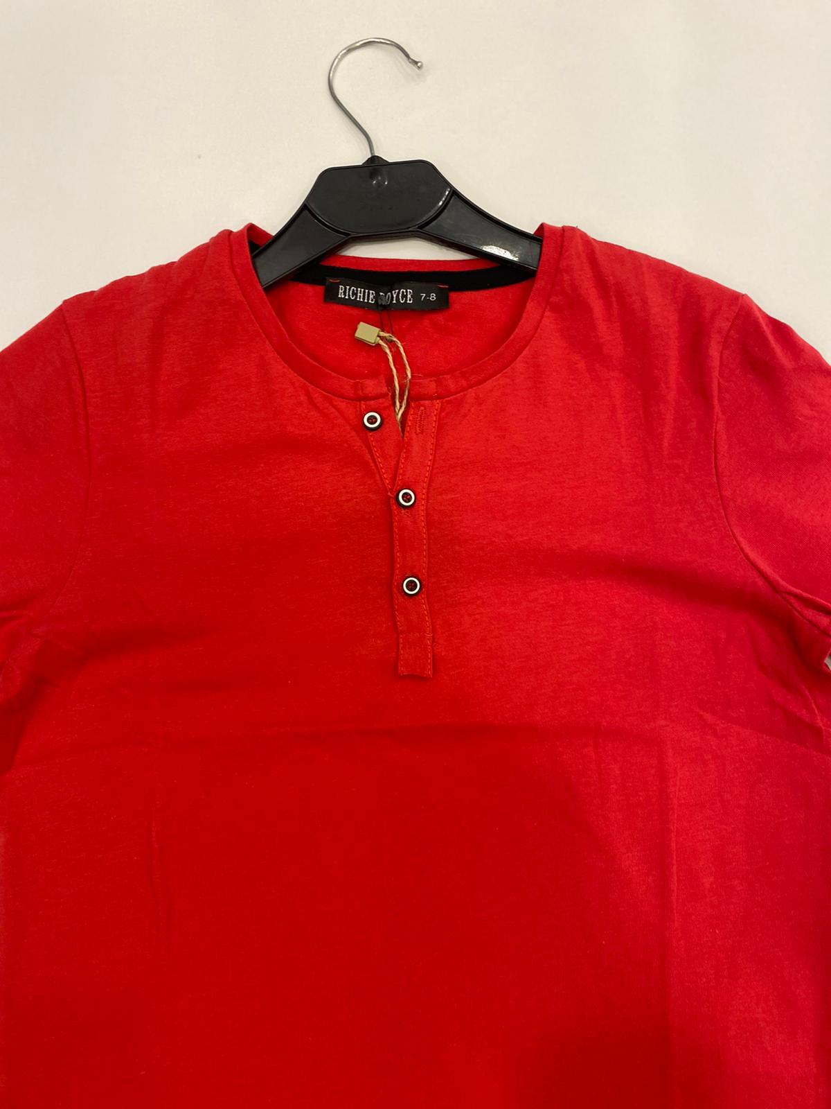 Unısex Çocuk Pamuklu Düğmeli Üç Düğmeli Tshirt