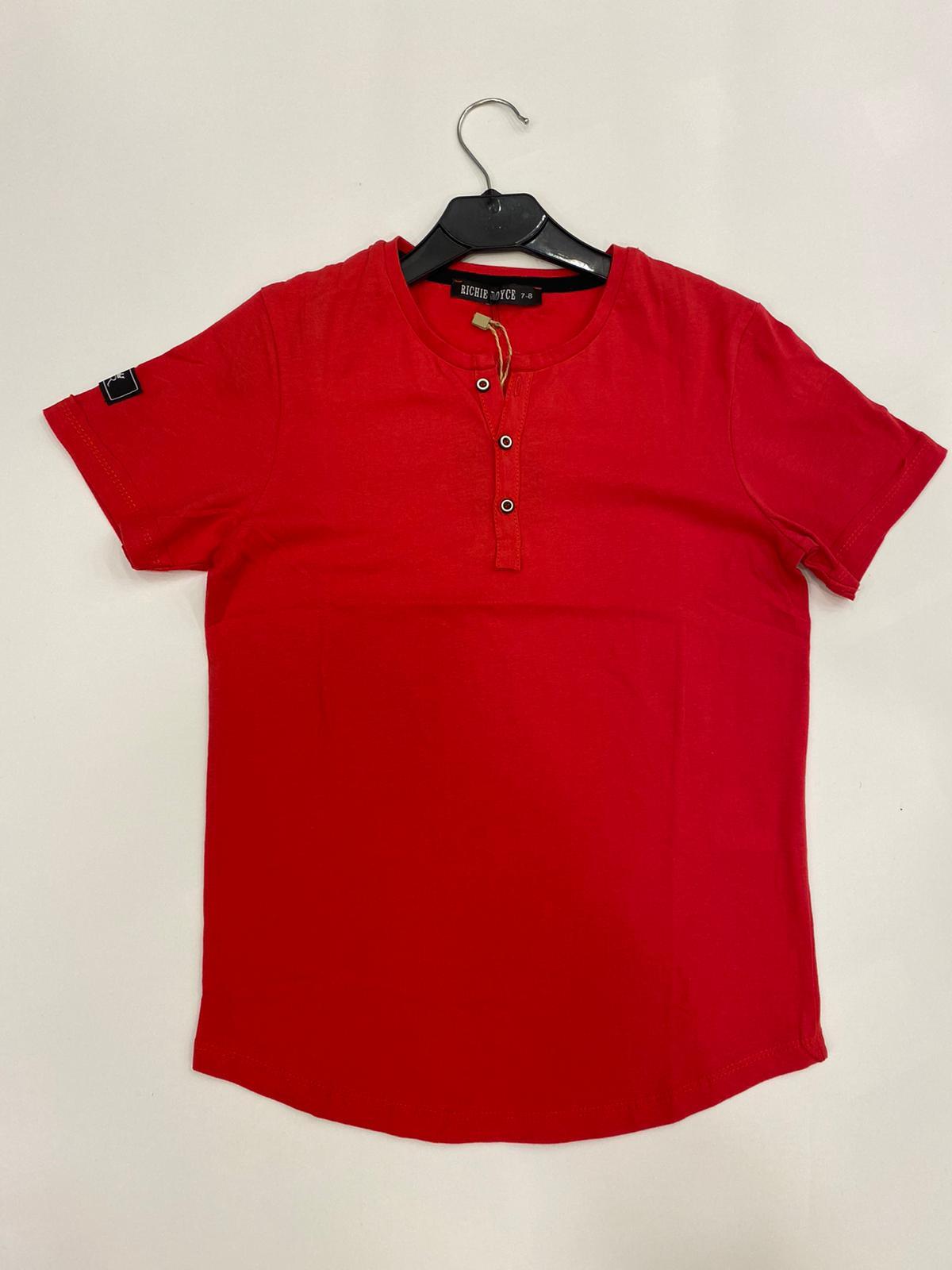 Unısex Çocuk Pamuklu Düğmeli Üç Düğmeli Tshirt