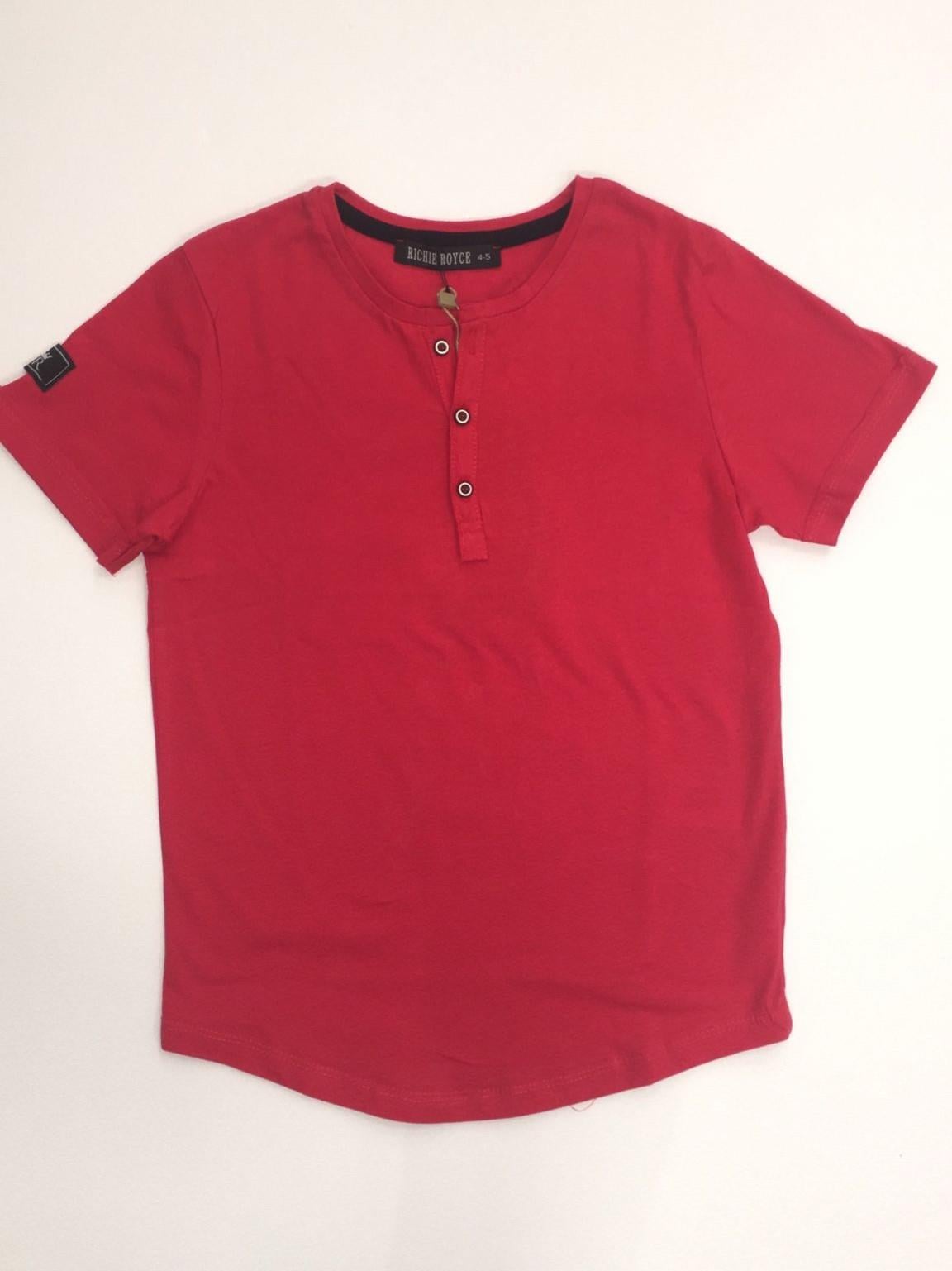 Unısex Çocuk Pamuklu Düğmeli Üç Düğmeli Tshirt
