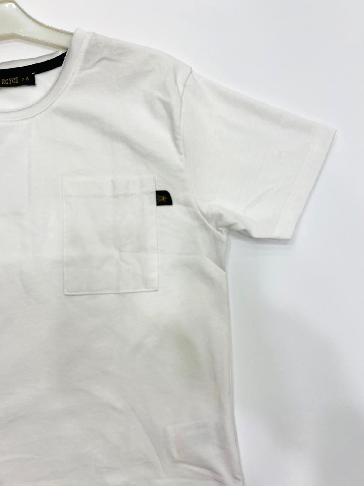 Unısex Çocuk Pamuklu Sıfır Yaka Tek Cepli Tshirt