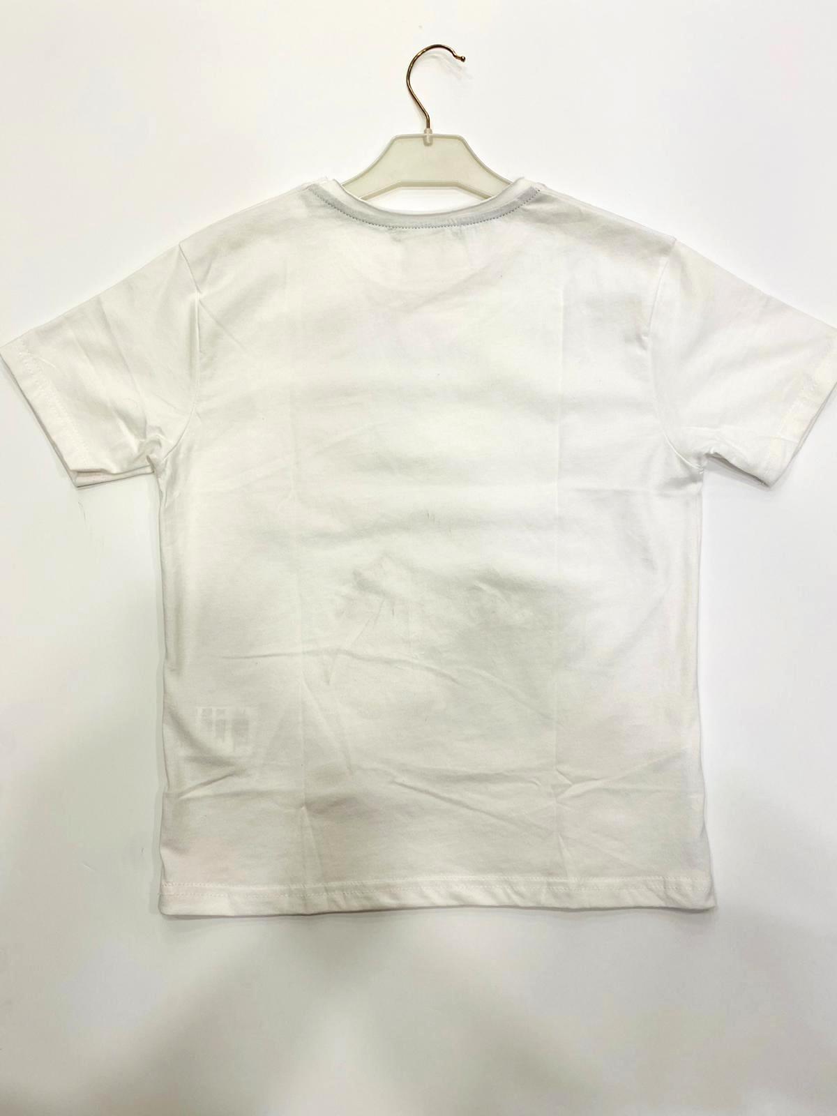 Unısex Çocuk Pamuklu Sıfır Yaka Tek Cepli Tshirt
