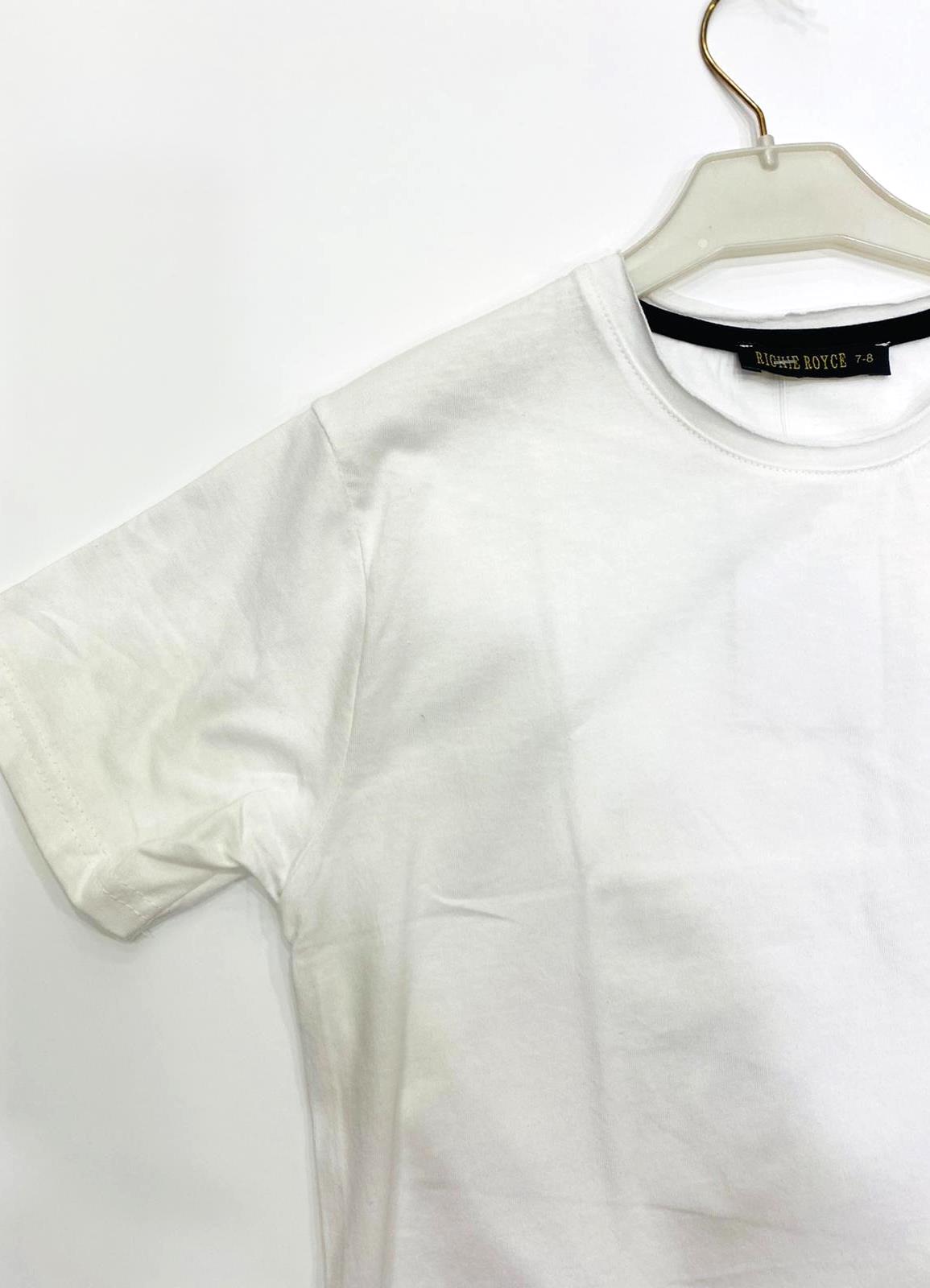 Unısex Çocuk Pamuklu Sıfır Yaka Tek Cepli Tshirt