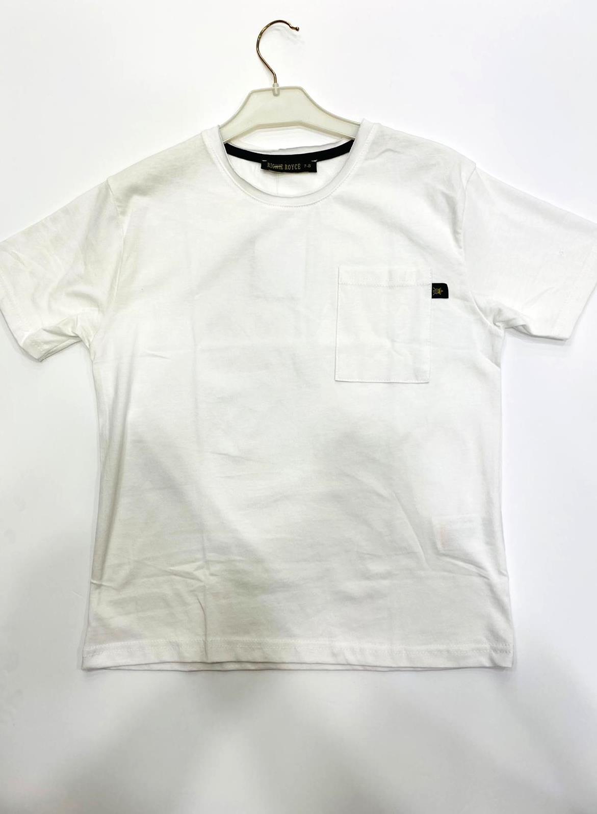 Unısex Çocuk Pamuklu Sıfır Yaka Tek Cepli Tshirt