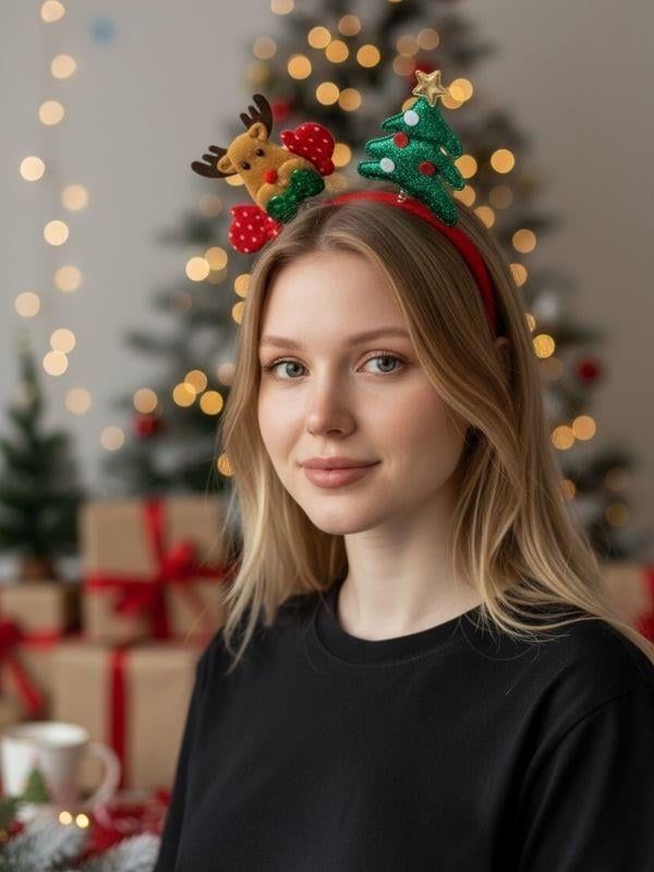 Yılbaşı Temalı Geyikli Taç