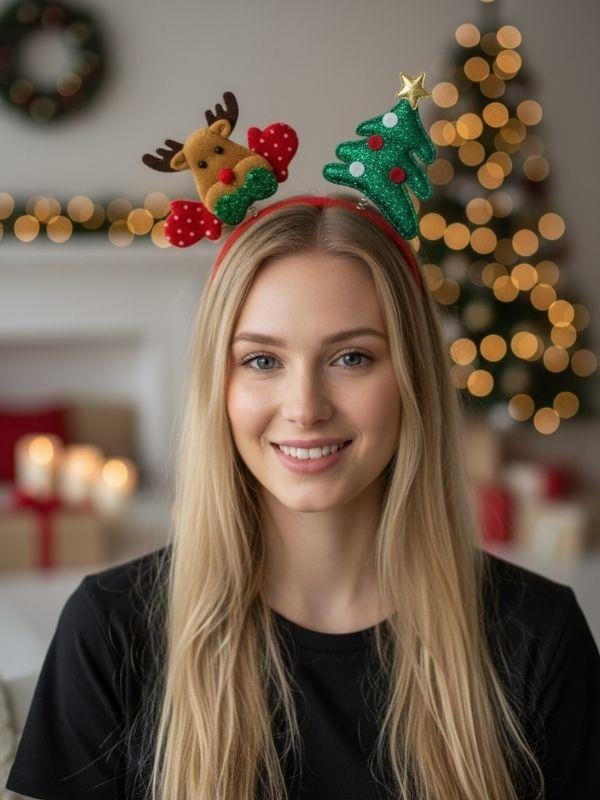 Yılbaşı Temalı Geyikli Taç