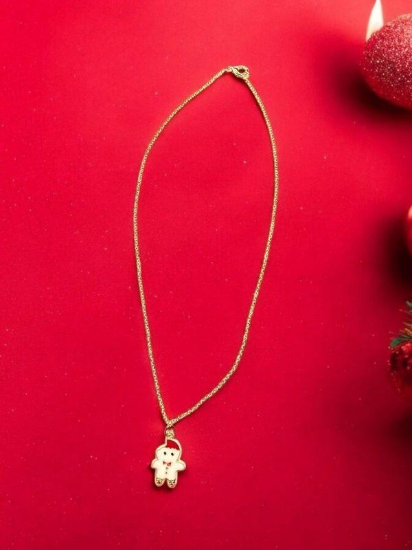 Yılbaşı Temalı Kurabiye Adam Charmlı Kutulu Tasarım Kolye