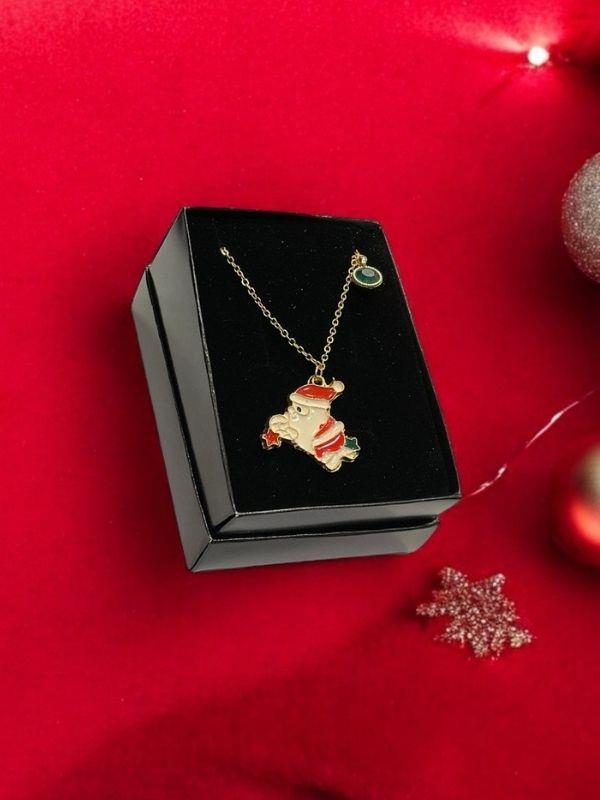 Yılbaşı Temalı Noel Baba Charmlı Kutulu Tasarım Kolye