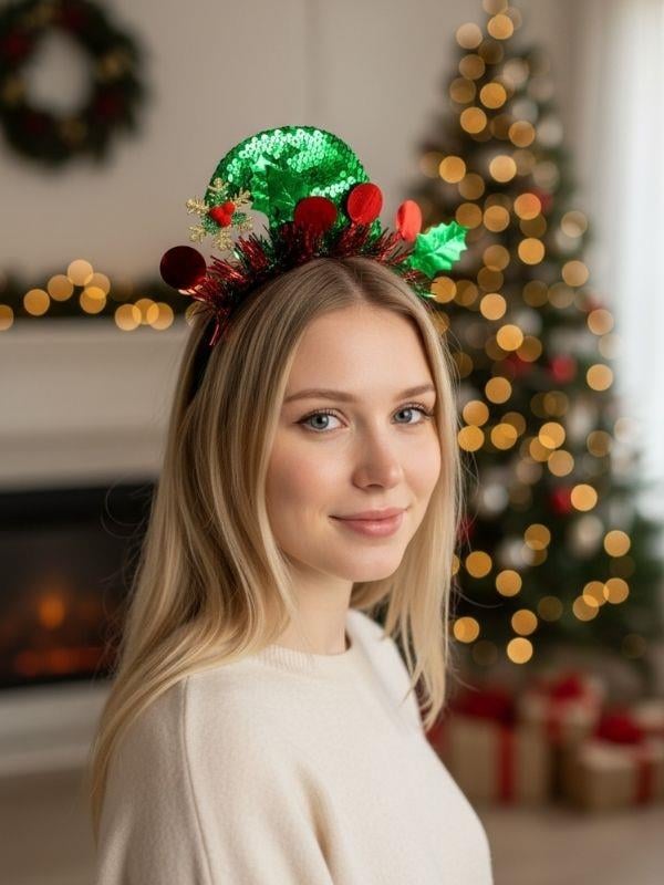 Yılbaşı Temalı Payetli Taç
