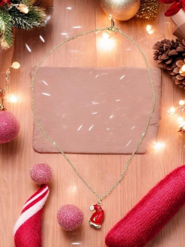 Yılbaşı Temalı Şapka Charmlı Kutulu Tasarım Kolye