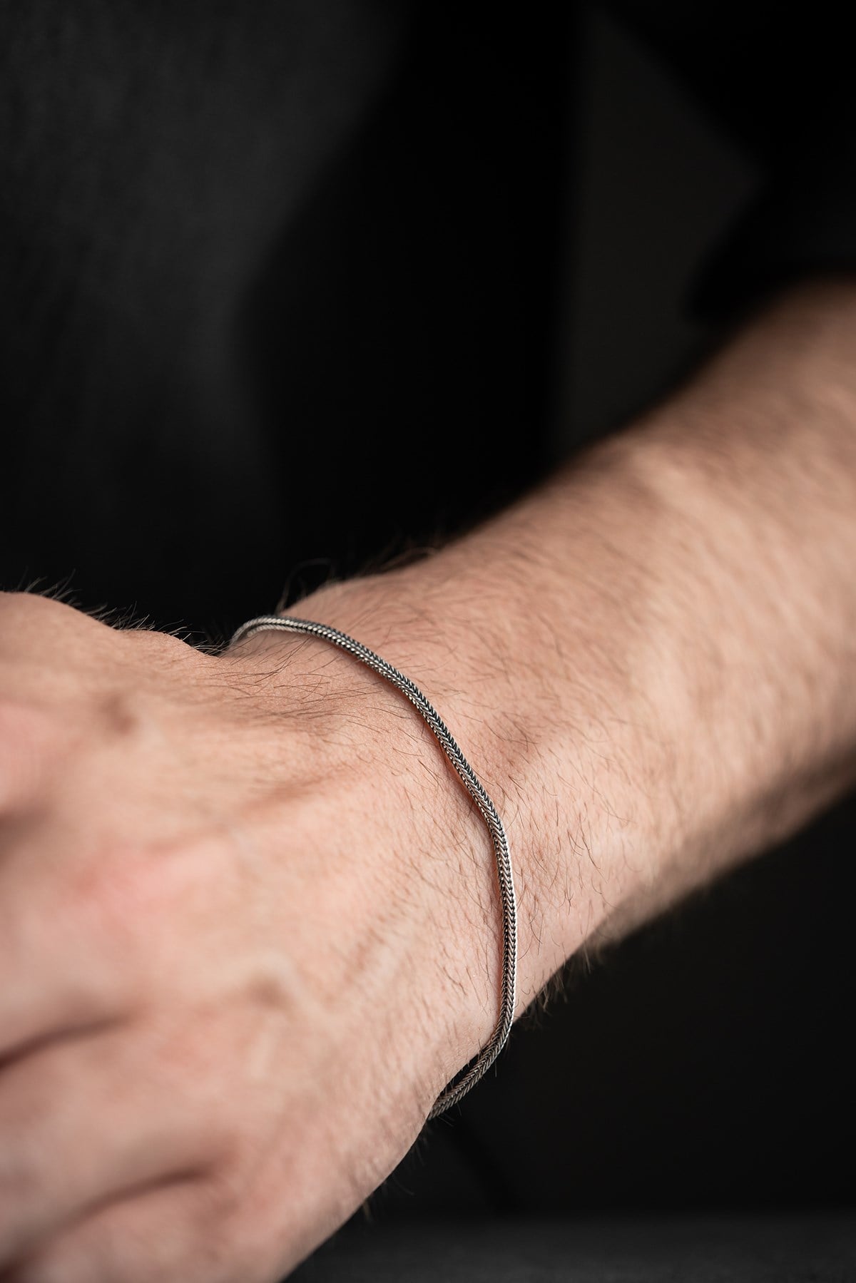 1,50 mm Oksitli Tilki Kuyruğu Model Gümüş Erkek Bileklik