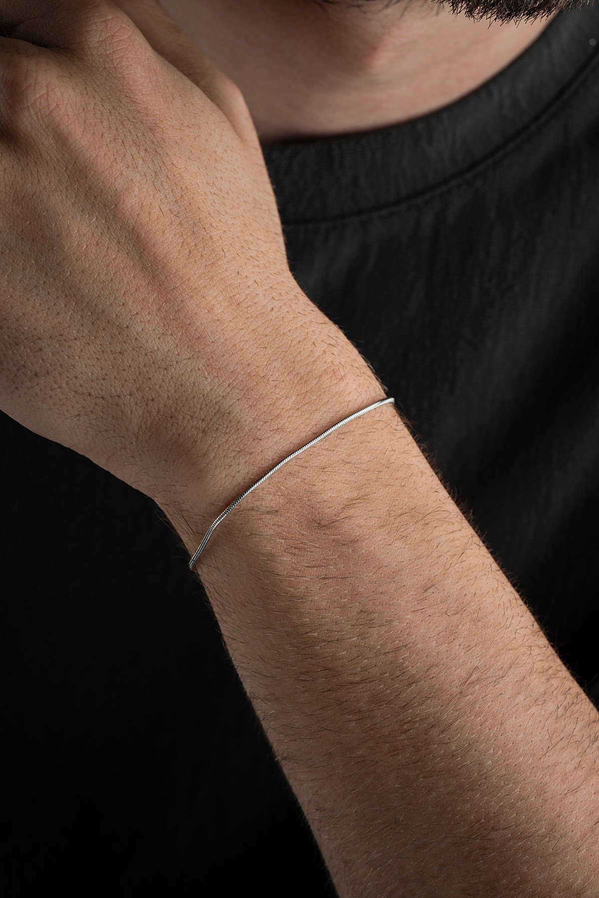 1,50 mm Yılan Zincir Model Erkek Çelik Bileklik