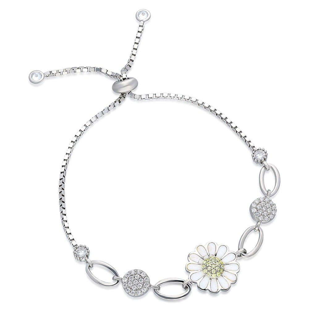925 Ayar Asansörlü Papatya Bileklik Kadın Gümüş Bileklik 