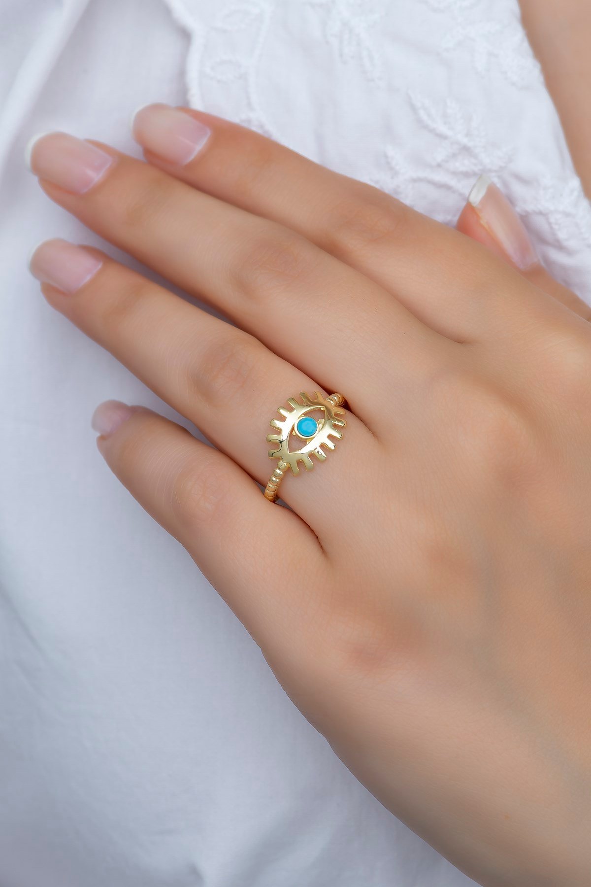 925 Ayar Ayarlanabilir Opal Taşlı Göz Gümüş Yüzük