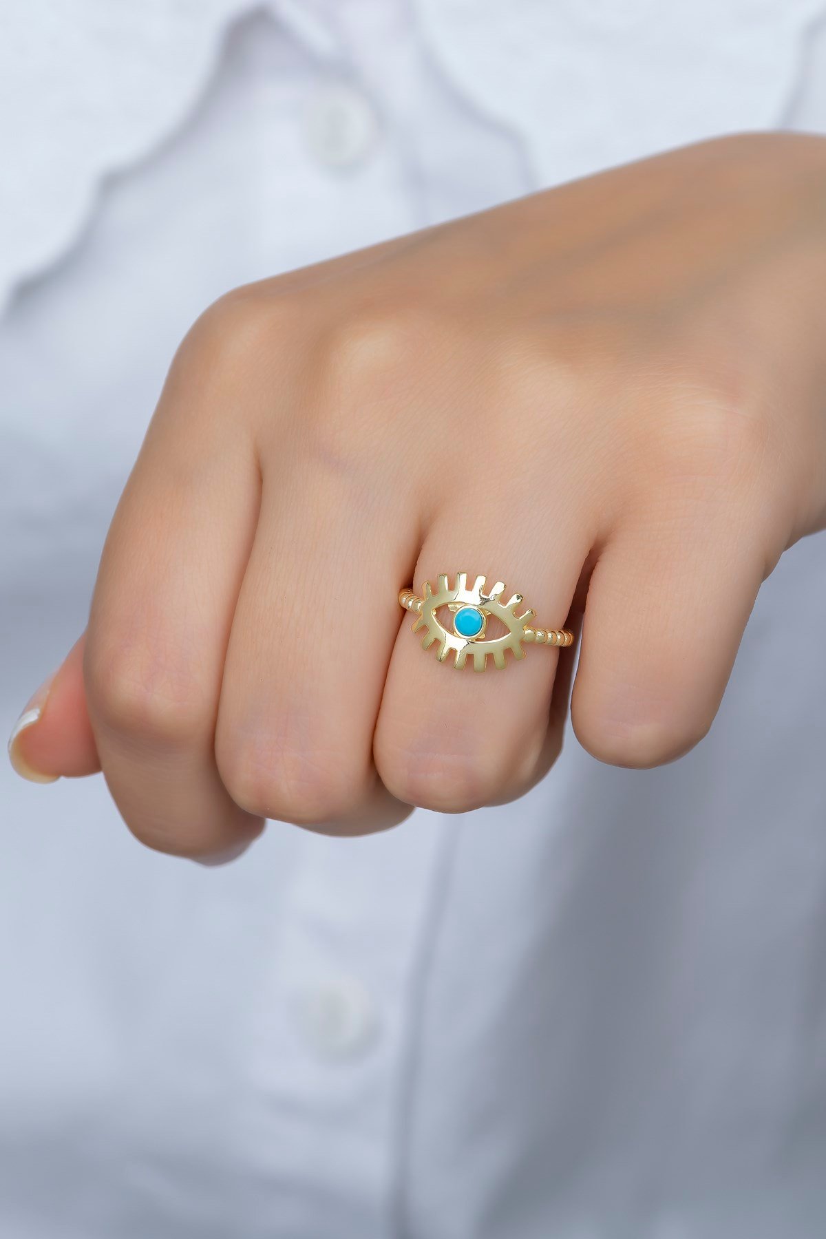 925 Ayar Ayarlanabilir Opal Taşlı Göz Gümüş Yüzük