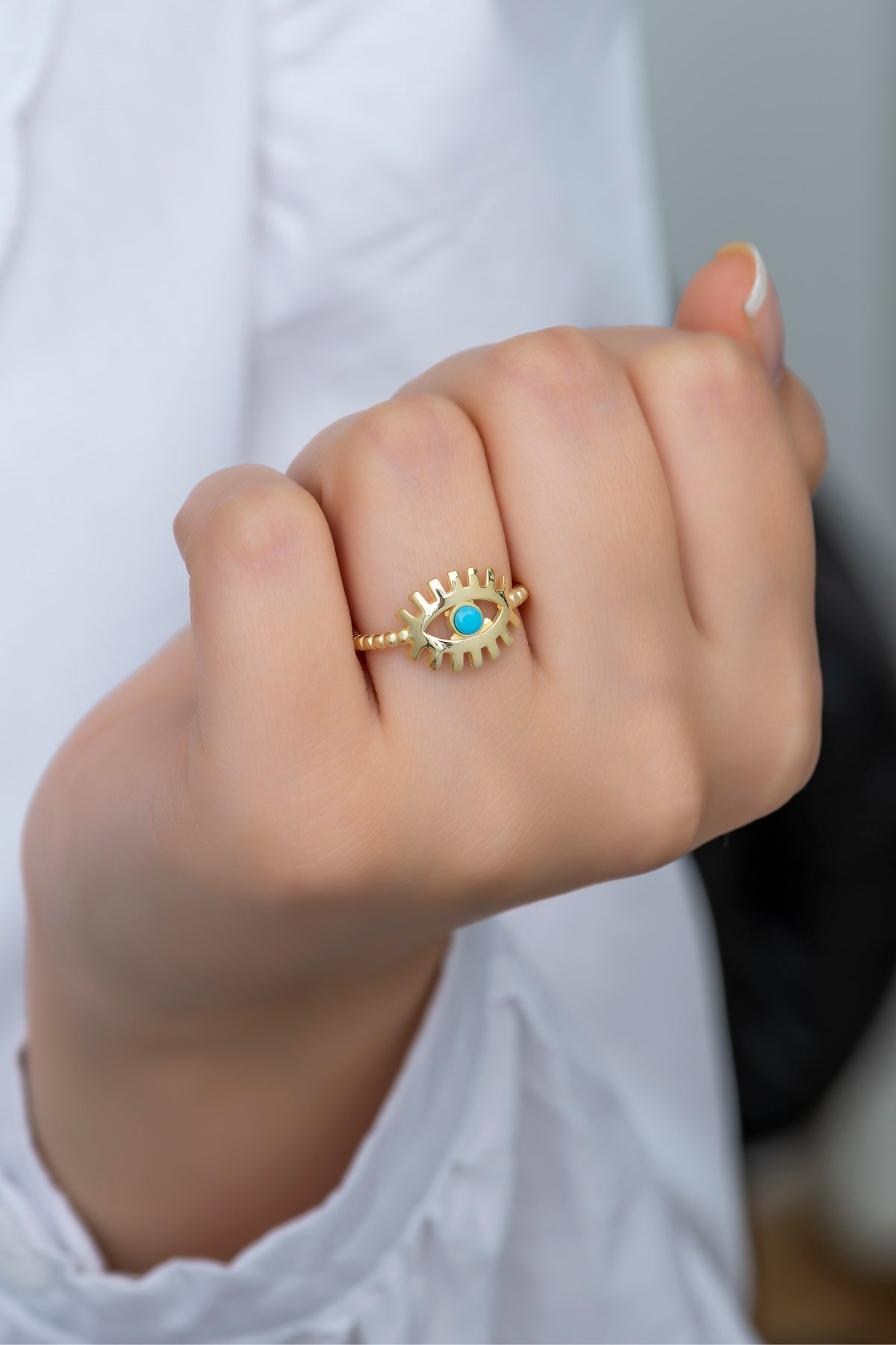 925 Ayar Ayarlanabilir Opal Taşlı Göz Gümüş Yüzük