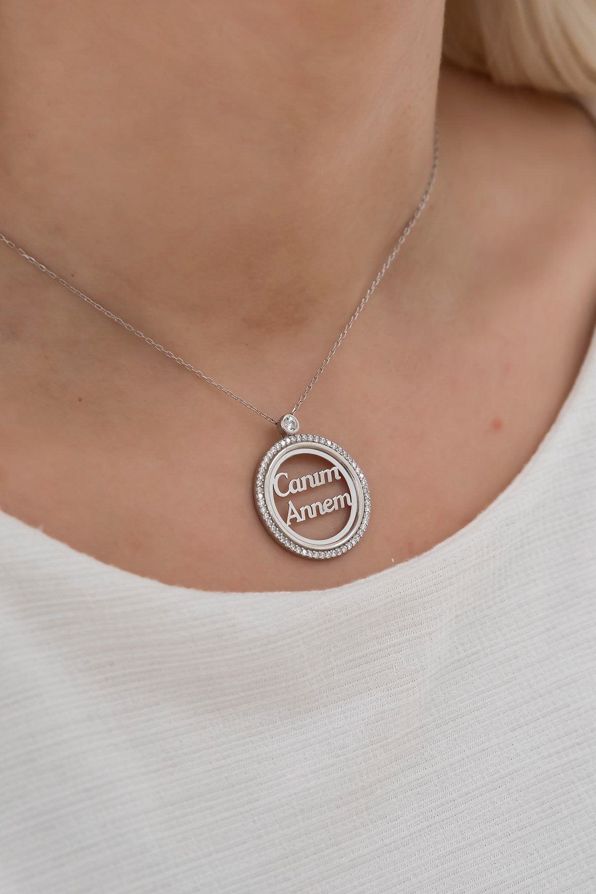 925 Ayar Canım Annem Kolye Kadın Gümüş Kolye