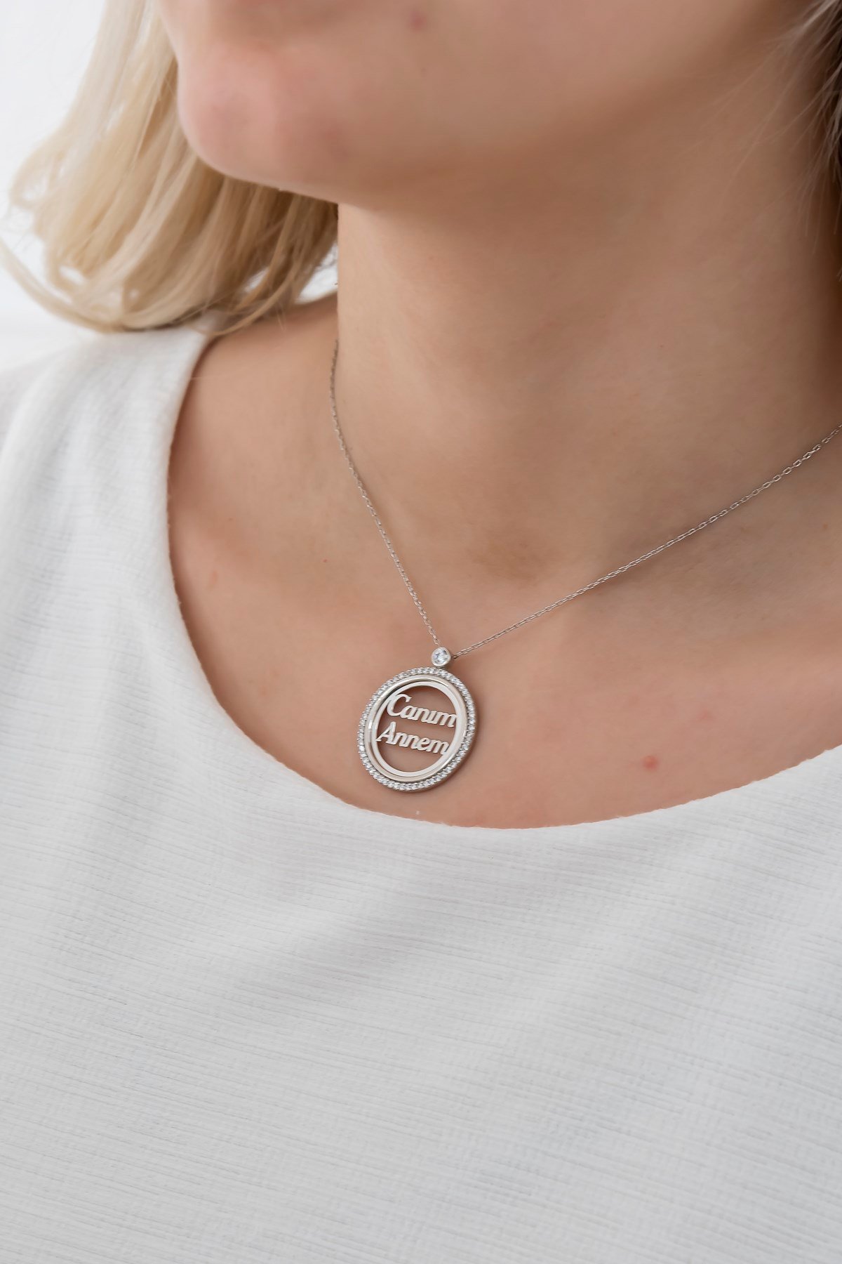 925 Ayar Canım Annem Kolye Kadın Gümüş Kolye