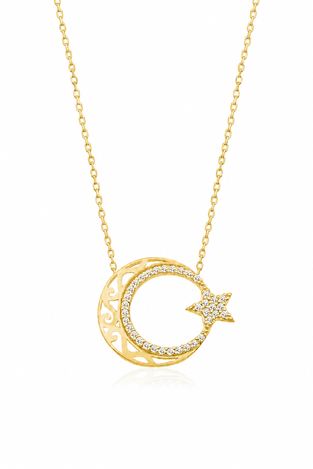 925 Ayar Gold Ayyıldız Gümüş Kolye
