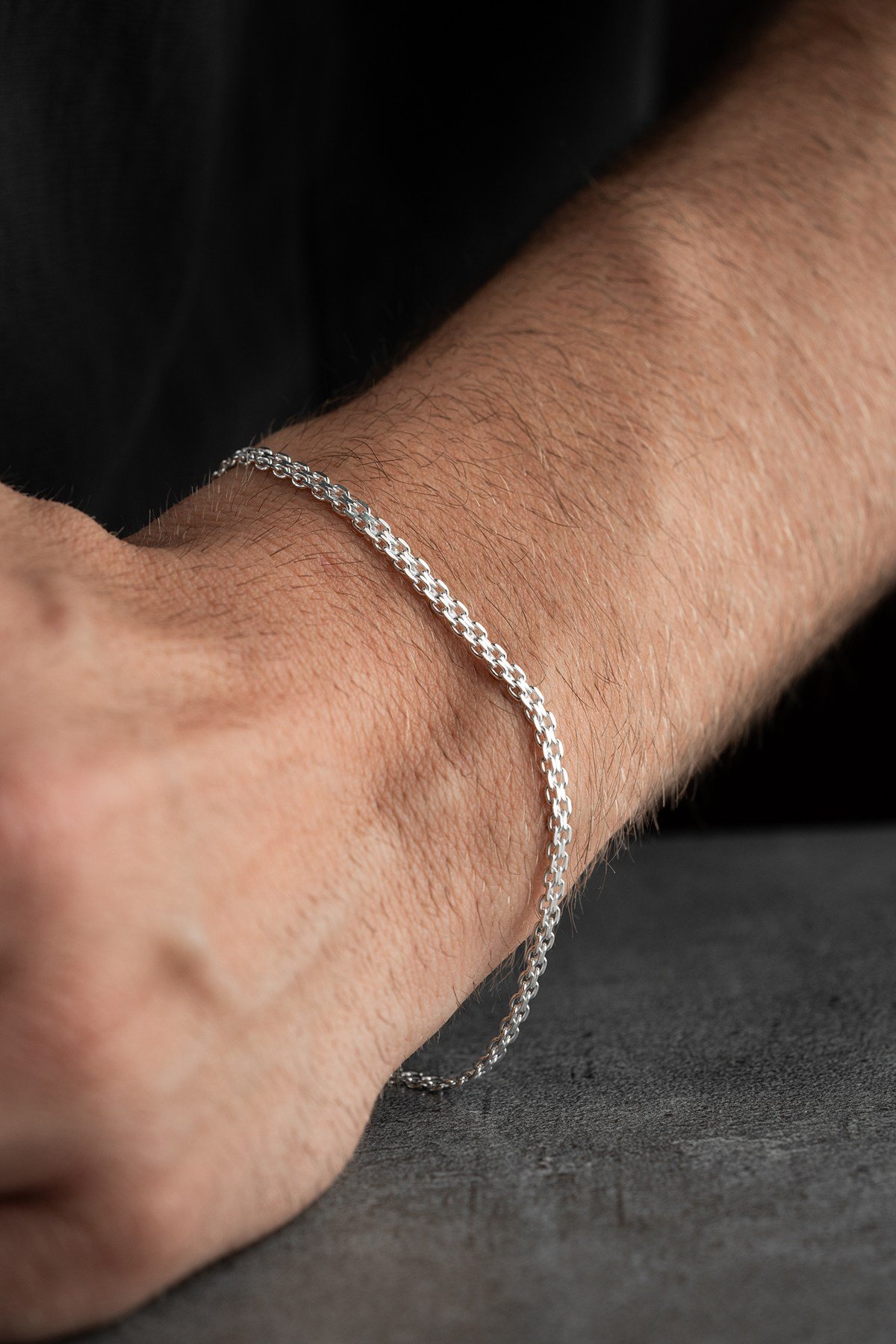 925 Ayar Gümüş 2,50 mm Ezme Gurmet Model Gümüş Erkek Bileklik