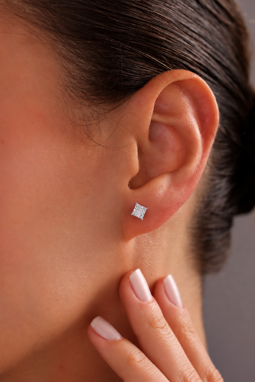 925 Ayar Gümüş 4 mm Kare Star Kesim Minimal Tektaş Küpe