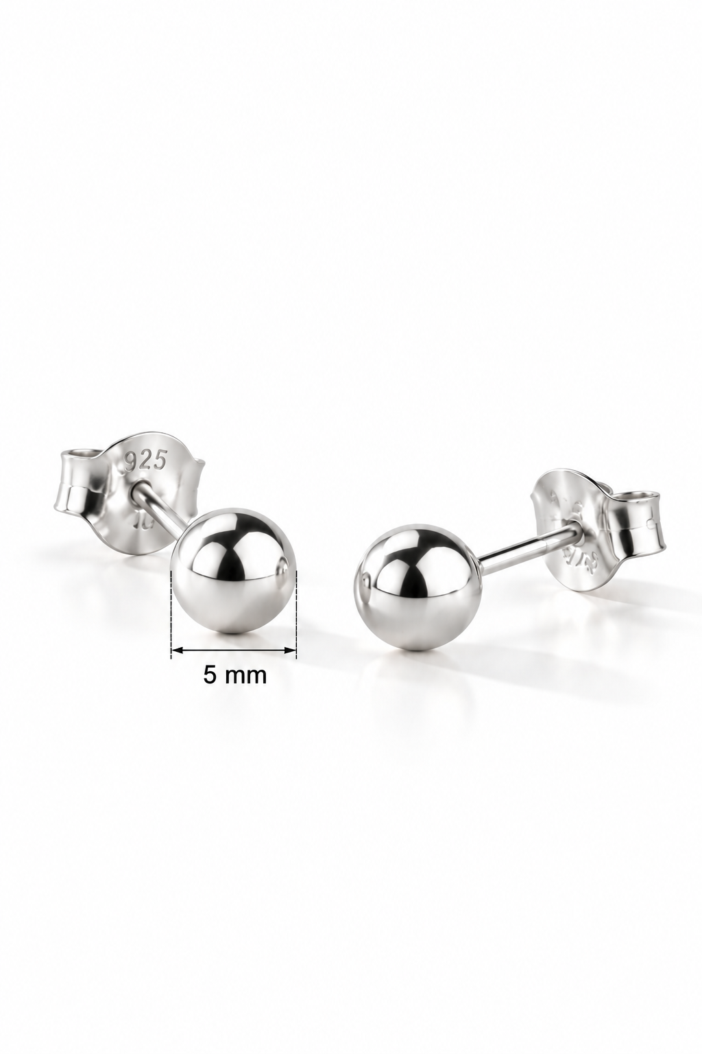 925 Ayar Gümüş 5 mm Minimal Top Küpe