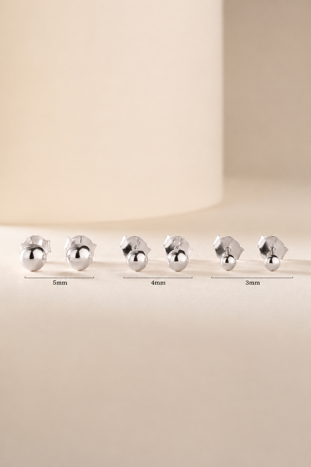 925 Ayar Gümüş 5 mm Minimal Top Küpe