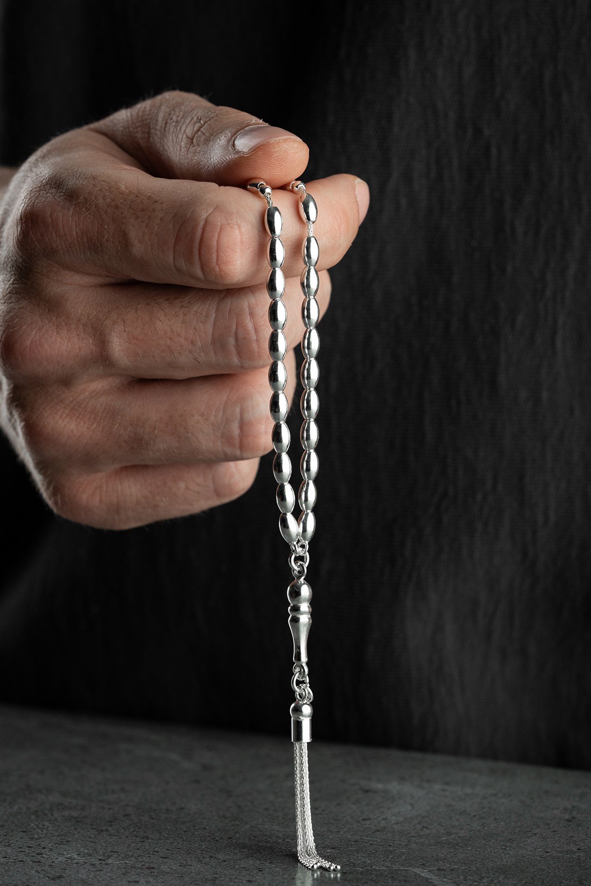 925 Ayar Gümüş 7*4 mm Arpa Kesim Bilek Boy Gümüş Tesbih