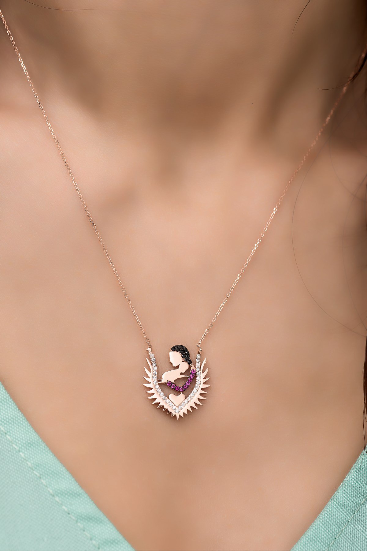 925 Ayar Gümüş Anne Ve Bebek Model Kolye