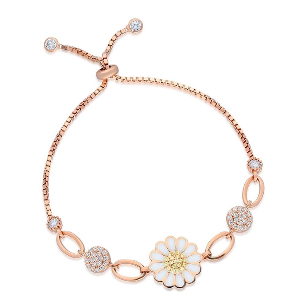 925 Ayar Gümüş Asansörlü Papatya Kadın Gümüş Bileklik